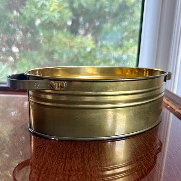 Vintage F.T.D.A. Brass Jardiniere Oval Planter Made in Holland - Picture 1 of 9